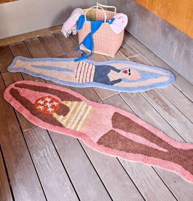 Matta Retro Swimster Blue Pink Rice Mattor (ej dörrmatta)