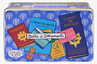 Foto av stilfull plåtburk för dokumentorganisation