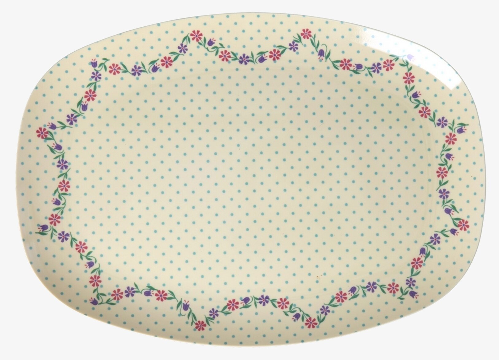 Tallrik Melamin Dots and Flowers Print Rice Tallrikar Djupa tallrikar (ej skål) Desserttallrikar Assietter Barntallrikar Picknicktallrikar