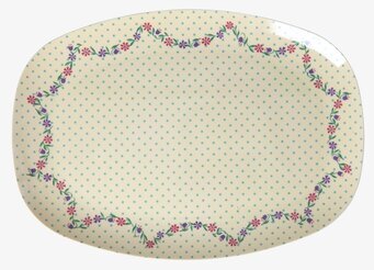 Tallrik Melamin Dots and Flowers Print Rice Tallrikar Djupa tallrikar (ej skål) Desserttallrikar Assietter Barntallrikar Picknicktallrikar