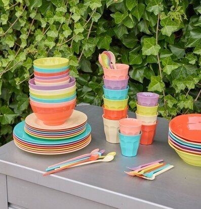 Teskedar Melamin 6-pack - Glory Days Colors Rice Bestick Sked Kniv (att äta med) Gaffel