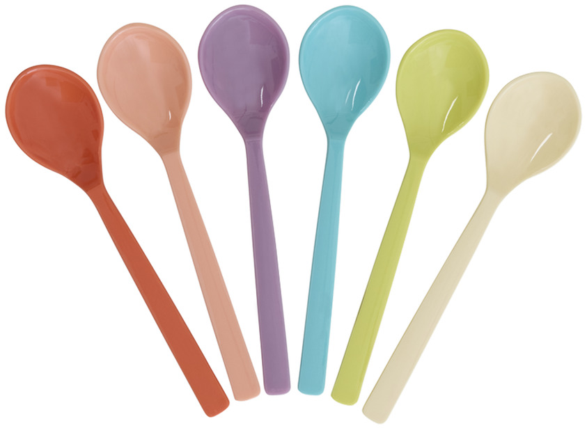 Teskedar Melamin 6-pack - Glory Days Colors Rice Bestick Sked Kniv (att äta med) Gaffel