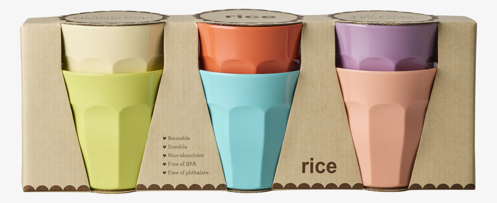 Muggar Melamin 6-pack - Glory Days Colors Rice Melaminmuggar Lattemuggar i melamin Melaminkoppar