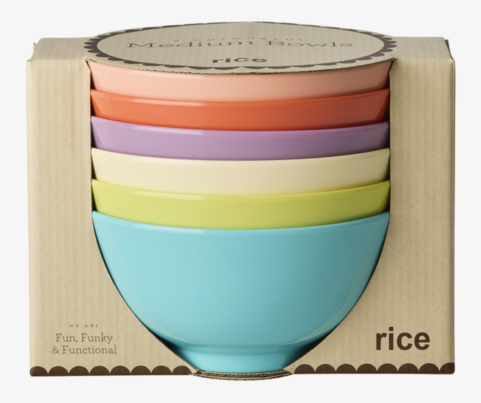 Skålar Melamin 6-Pack - Glory Days Colors Rice att äta ur tilltugg Såskannor/Vispskål Skål servering Matlådor