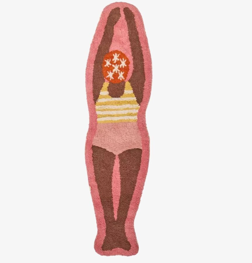 Matta Retro Swimster Pink Rice Mattor (ej dörrmatta)