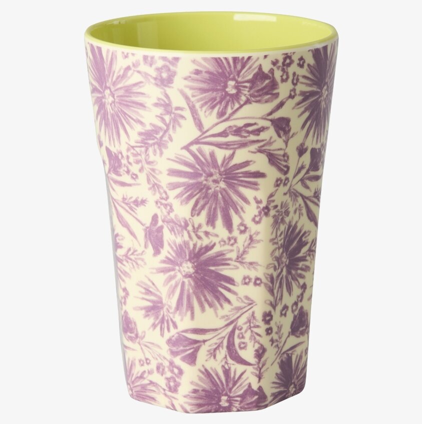 Mugg Latte Flower Press Print Rice Melaminmuggar Lattemuggar i melamin Melaminkoppar