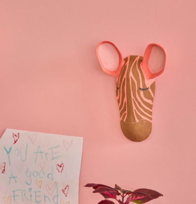 Väggdekoration Zebra Papier-maché Rosa Rice Väggskyltar Posters Affischer Plåttavlor Plåtskyltar Tavlor Kalenderhängare Väggtroféer Paper Mache för