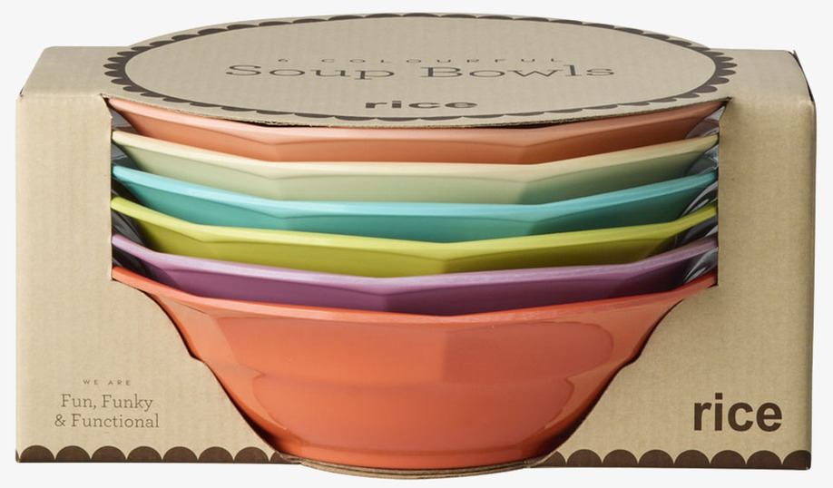 Djupa skålar Melamin 6-pack - Glory days Color Rice Tallrikar tallrikar (ej skål) Desserttallrikar Assietter Barntallrikar