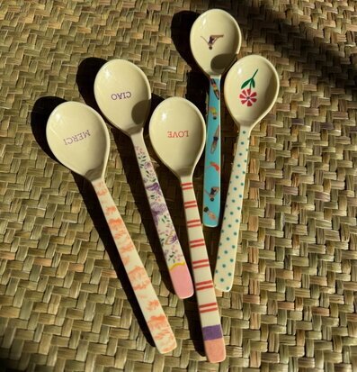 Teskedar Print Melamin 6-pack Rice Bestick Sked Kniv (att äta med) Gaffel