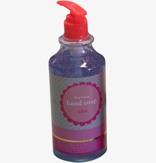 Handtvål Aloe från Rice i genomskinlig flaska med röd pump