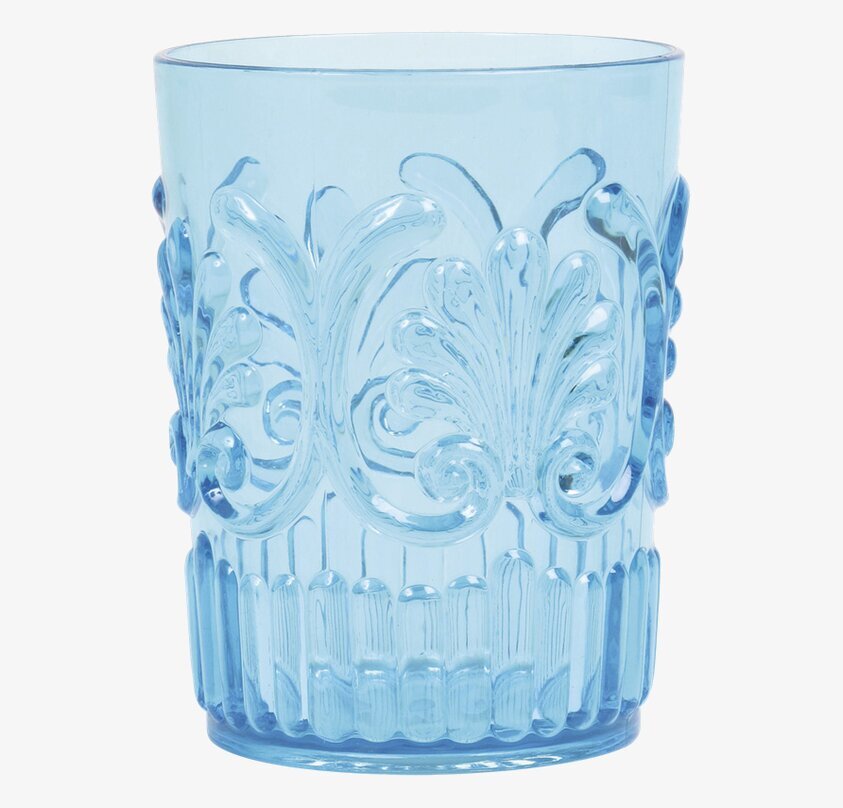 Glas Reliefmönstrad Turkos från Rice med detaljerat mönster