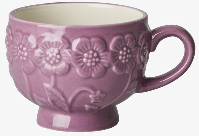 Keramikmugg Relief Lila Rice Muggar/koppar i porslin, keramik, papper eller biologiskt material organiskt ekologiskt Termomuggar utan