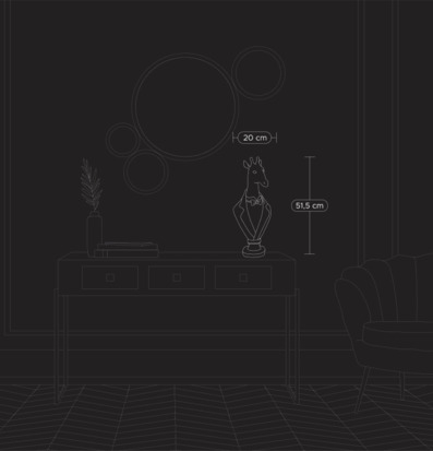 Bild: Giraffstaty i kavaj på konsolbord, mått 51,5 cm