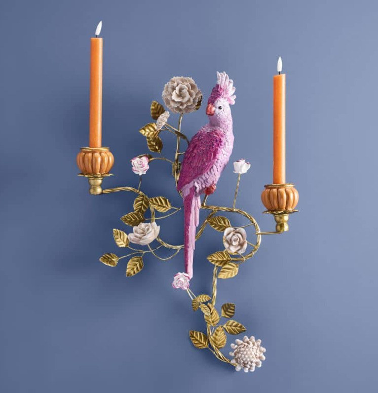 Väggljusstake Papegoja Orange/Rosa Werner Voss Ljusstakar Adventsstakar Ljushållare Ljushyllor