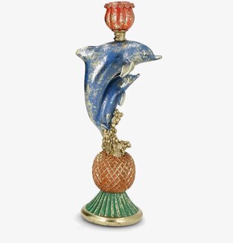 Foto: Skulptural ljusstake med delfin i färg 1st
