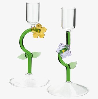 Ljusstake Grön/Gul Blomma A Lot Decoration Ljusstakar Adventsstakar Ljushållare Ljushyllor