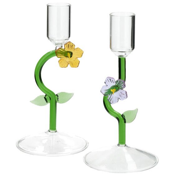 Ljusstake Grön/Gul Blomma A Lot Decoration Ljusstakar Adventsstakar Ljushållare Ljushyllor