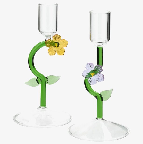 Ljusstake Grön/Gul Blomma A Lot Decoration Ljusstakar Adventsstakar Ljushållare Ljushyllor