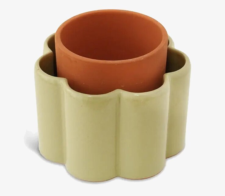 Självvattnande Kruka Salviagrön Pepin Krukor Örtkrukor Glaskrukor Självbevattnare Självbevattning Bevattningsglas Droppvattnare Droppbevattnare Droppbevattning