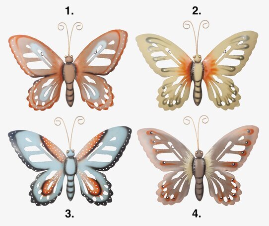 Fjäril Vägg Hamrad Plåt Stor Different Design