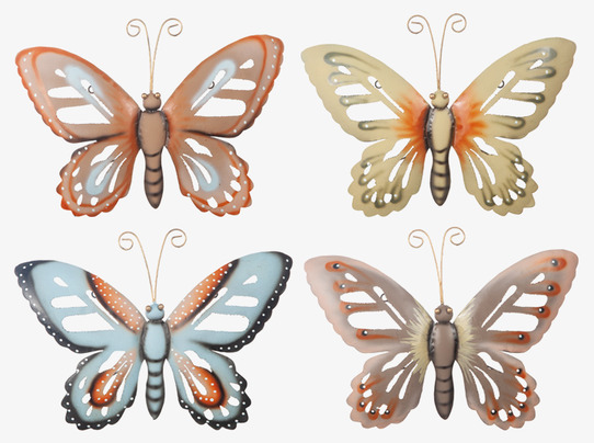 Fjäril Vägg Hamrad Plåt Stor Different Design