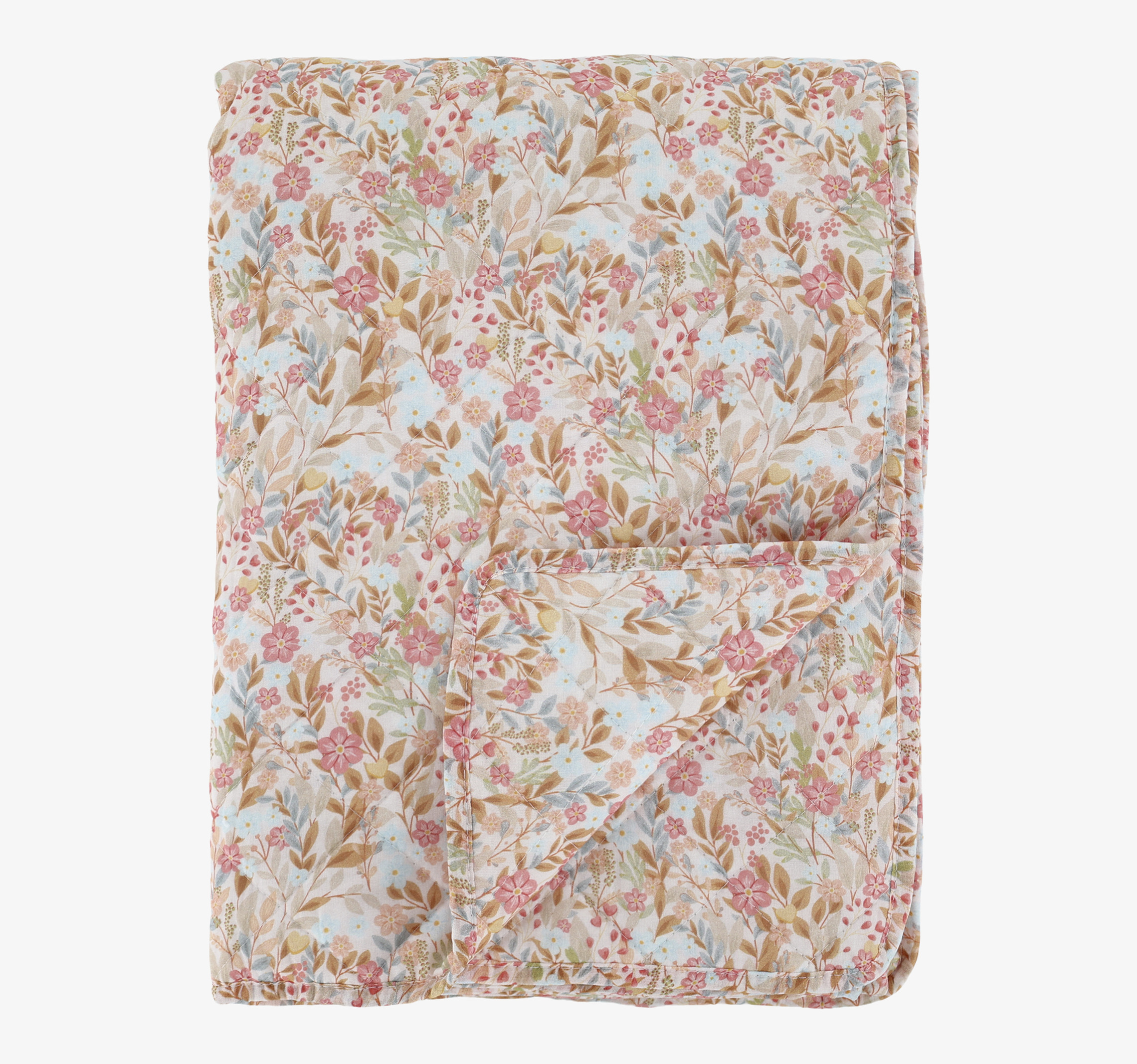 Pläd Flower Rose/Skyblue Chic Antique Täcken, filtar, plädar och överkast Filtar Plädar Överkast