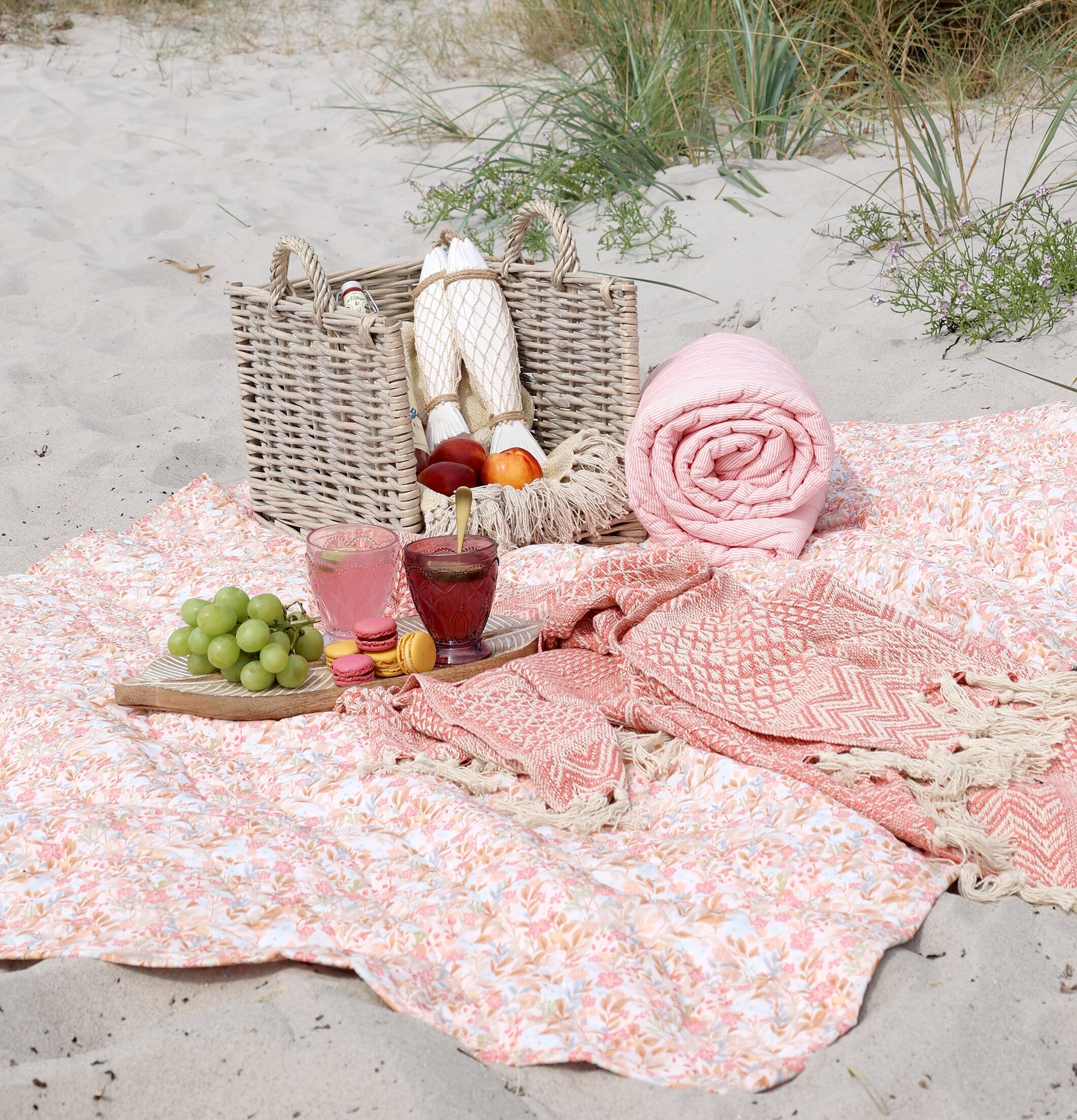 Boutique Pläd Blommor Rosa/Blå Chic Antique Täcken, filtar, plädar och överkast Filtar Plädar Överkast