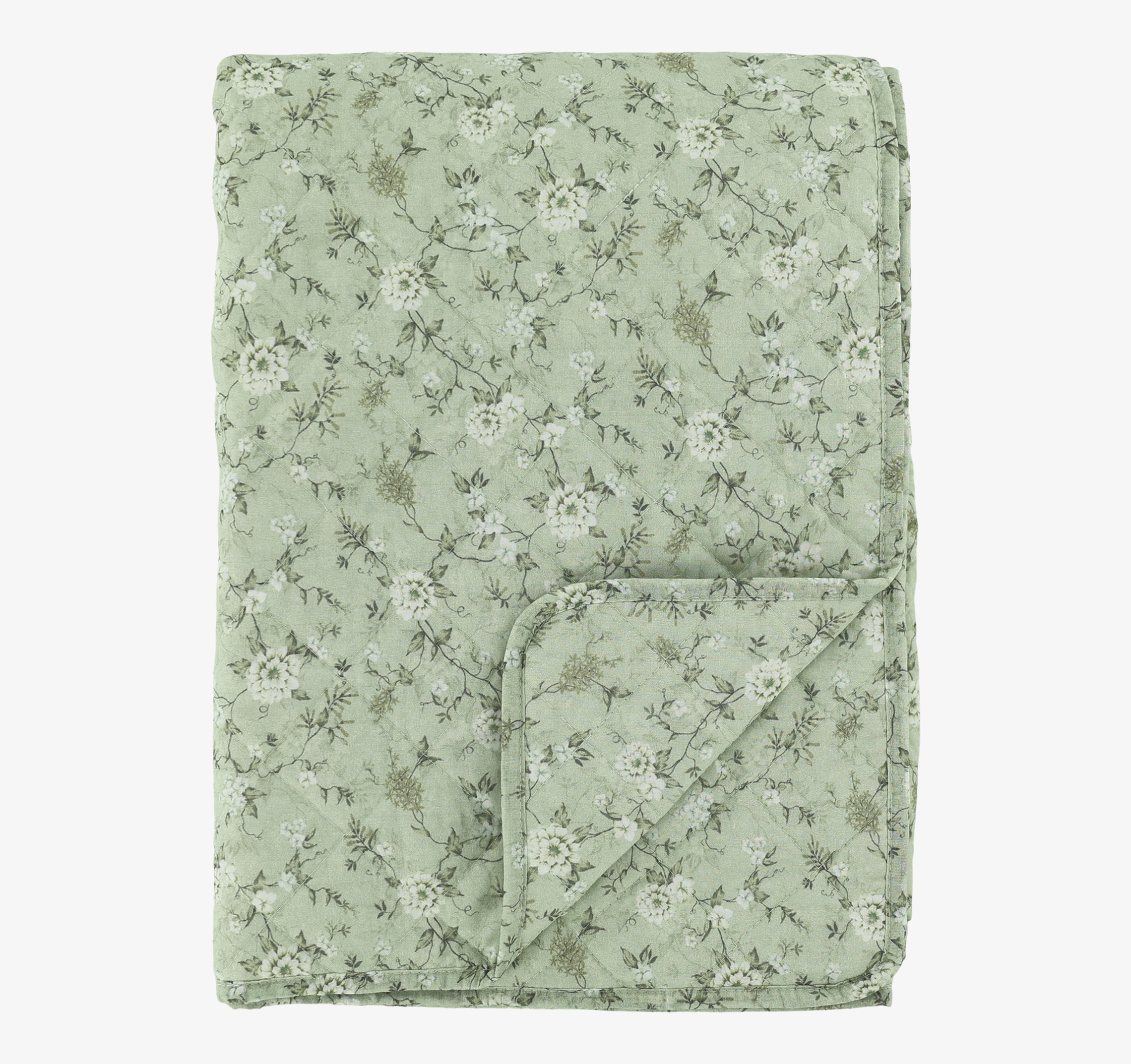 Boutique Pläd Blommor Grön/Creme Chic Antique Täcken, filtar, plädar och överkast Filtar Plädar Överkast