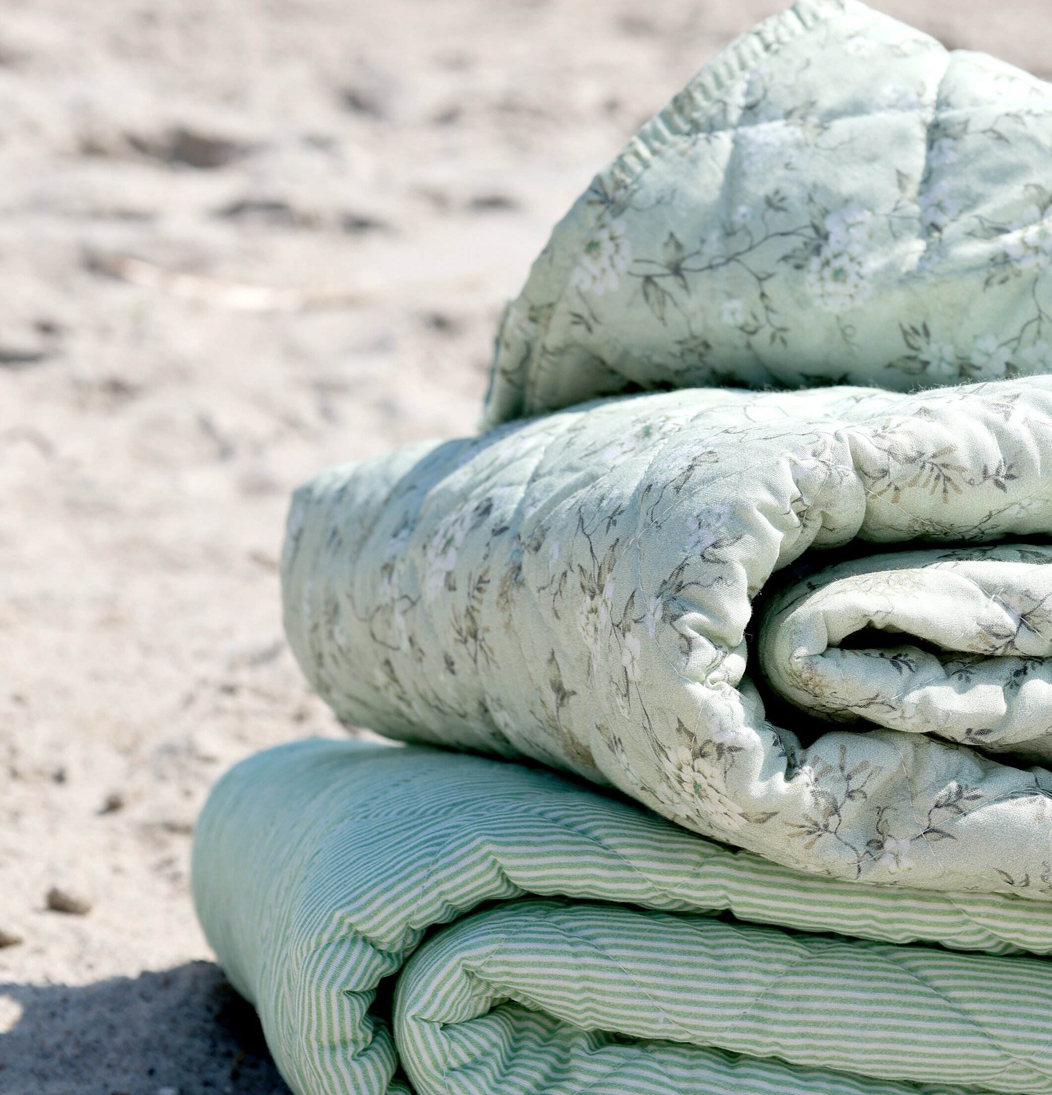 Boutique Pläd Blommor Grön/Creme Chic Antique Täcken, filtar, plädar och överkast Filtar Plädar Överkast