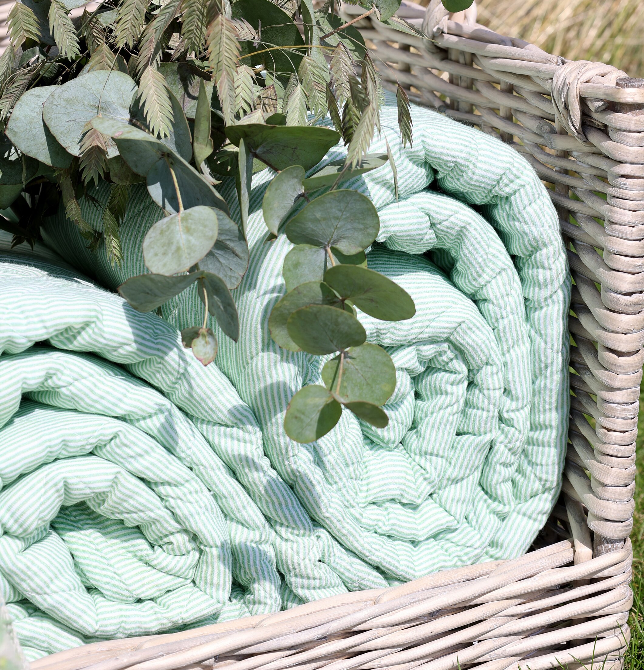 Boutique Pläd Grön/Vit Chic Antique Täcken, filtar, plädar och överkast Filtar Plädar Överkast