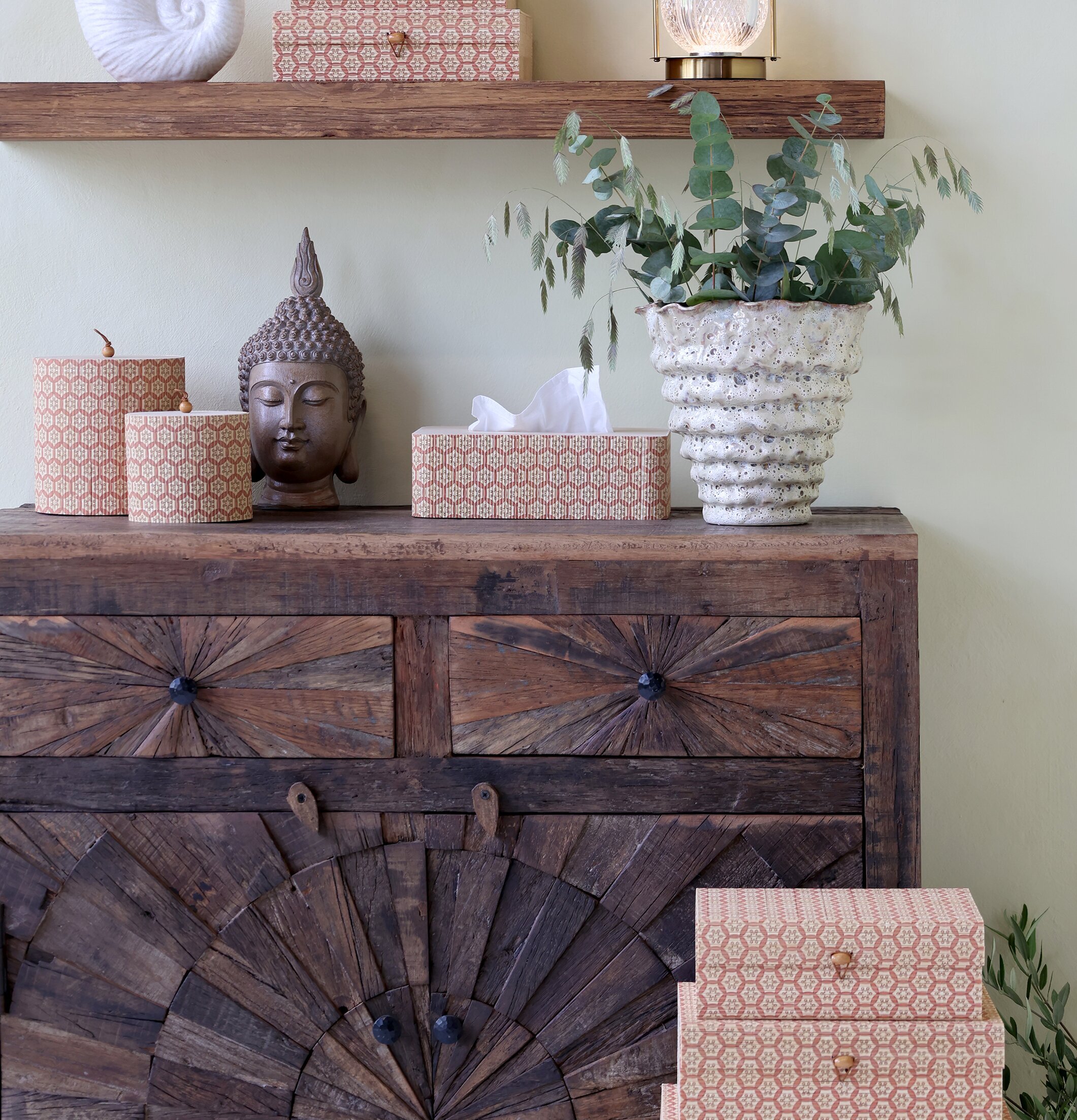 Amilly Förvaringsask Set/3 Coral Blush Chic Antique Förvaringslådor och korgar Boxar Förvaringsboxar Porslinsboxar Trälådor Smyckesboxar i