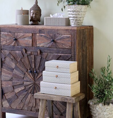 Foto: Stillben med förvaringsaskar, hyllor och växter