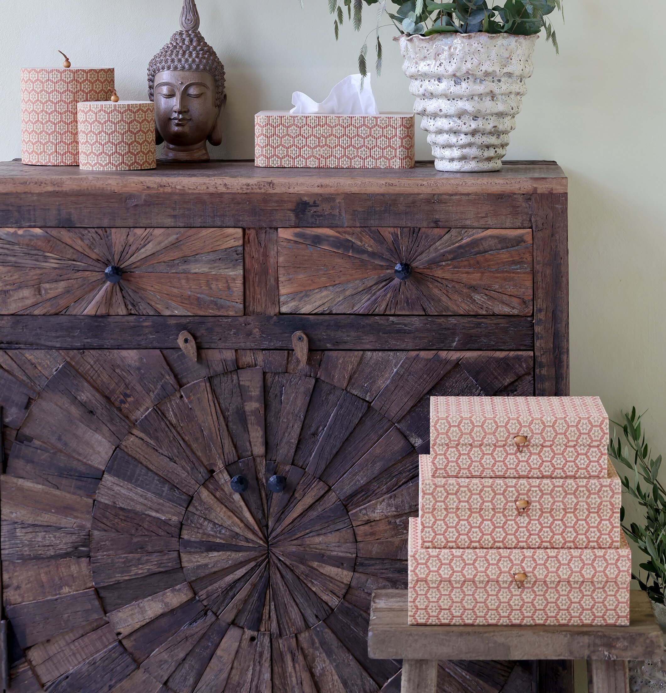 Amilly Förvaringsask Set/3 Coral Blush Chic Antique Förvaringslådor och korgar Boxar Förvaringsboxar Porslinsboxar Trälådor Smyckesboxar i