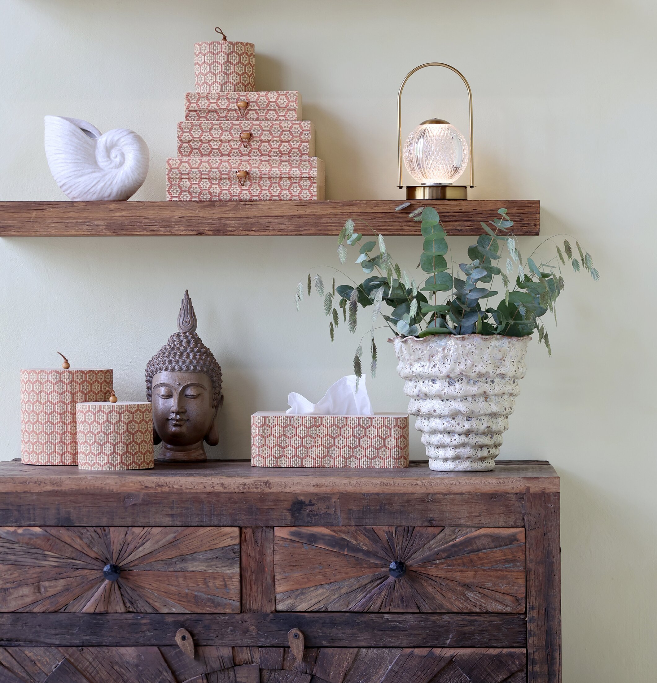 Amilly Förvaringsask Set/3 Coral Blush Chic Antique Förvaringslådor och korgar Boxar Förvaringsboxar Porslinsboxar Trälådor Smyckesboxar i