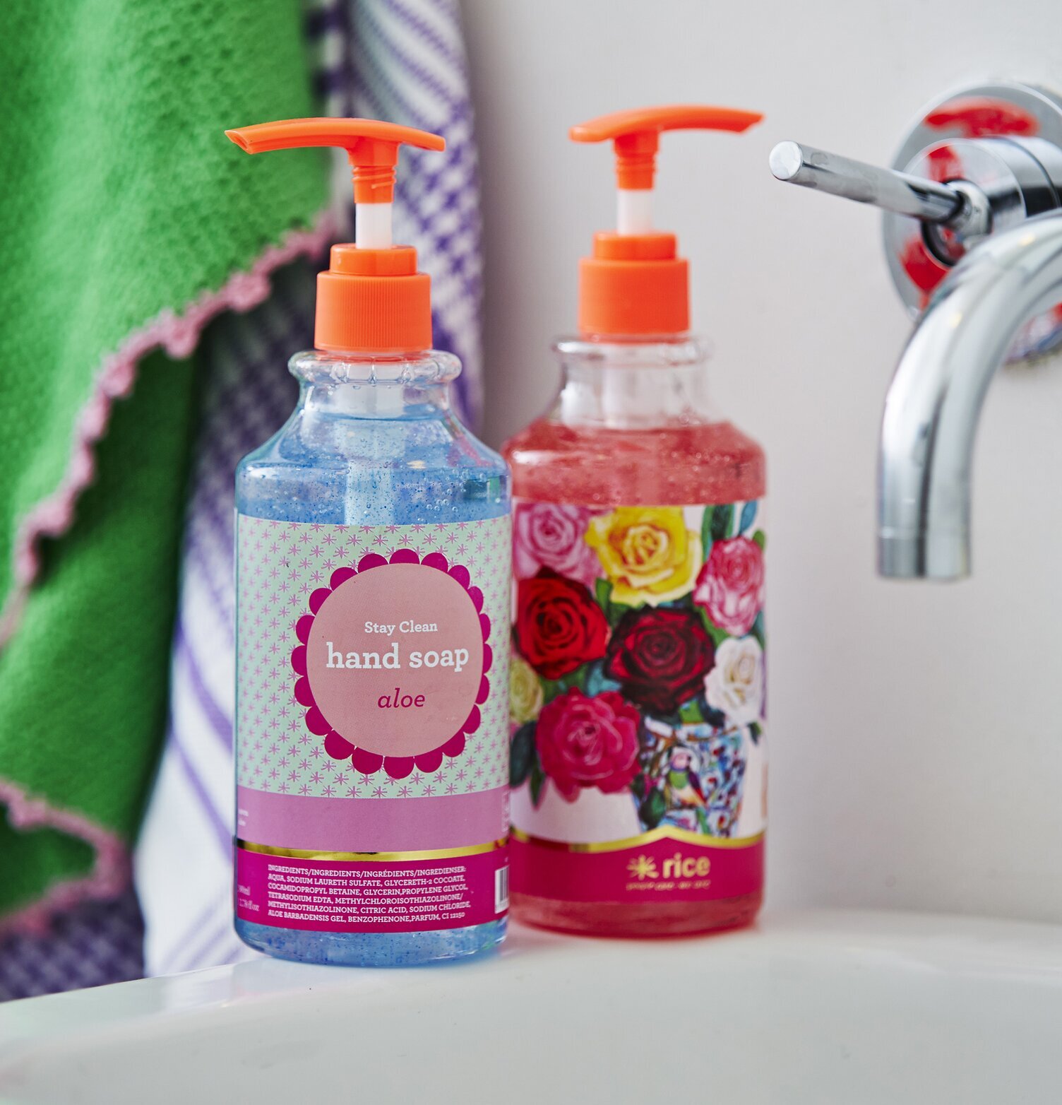 Handtvål Aloe från Rice i genomskinlig flaska med pump