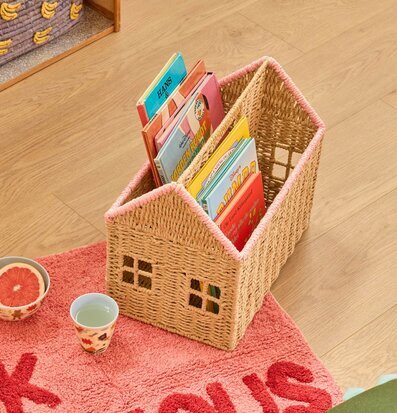 Tidnings/Bokförvaring Hus Rosa Rice Förvaringslådor och korgar Boxar Förvaringsboxar Porslinsboxar Trälådor Smyckesboxar i porslin Förvaringsbrickor Murstensformar