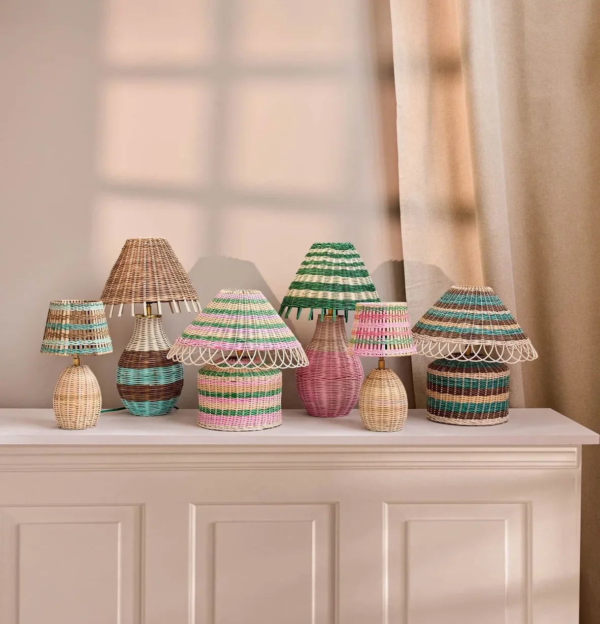 Bordslampa Rotting Brun/Blå Rice Lampor Taklampor Golvlampor Bordslampor LED-lampor Ledlampor Fönsterlampor Ljusslingor för dekoration