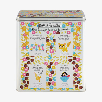 Foto: Rektangulär plåtburk med färgglatt mönster