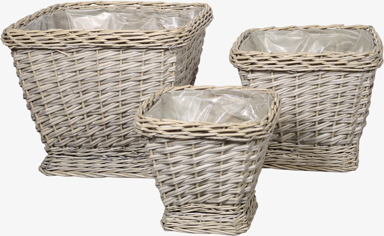 Flätade Krukor Set/3 Natur Chic Antique Örtkrukor Glaskrukor