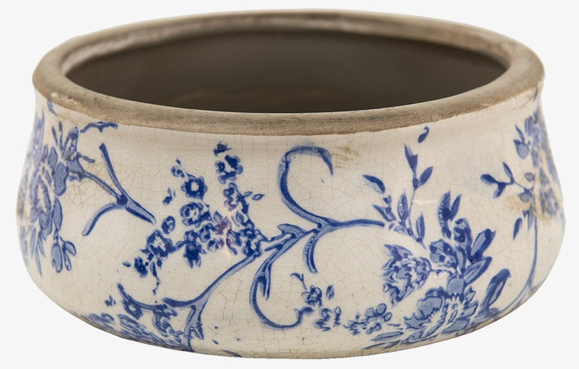 Kruka Blommor Creme/Blå Clayre & Eef Krukor Örtkrukor Glaskrukor