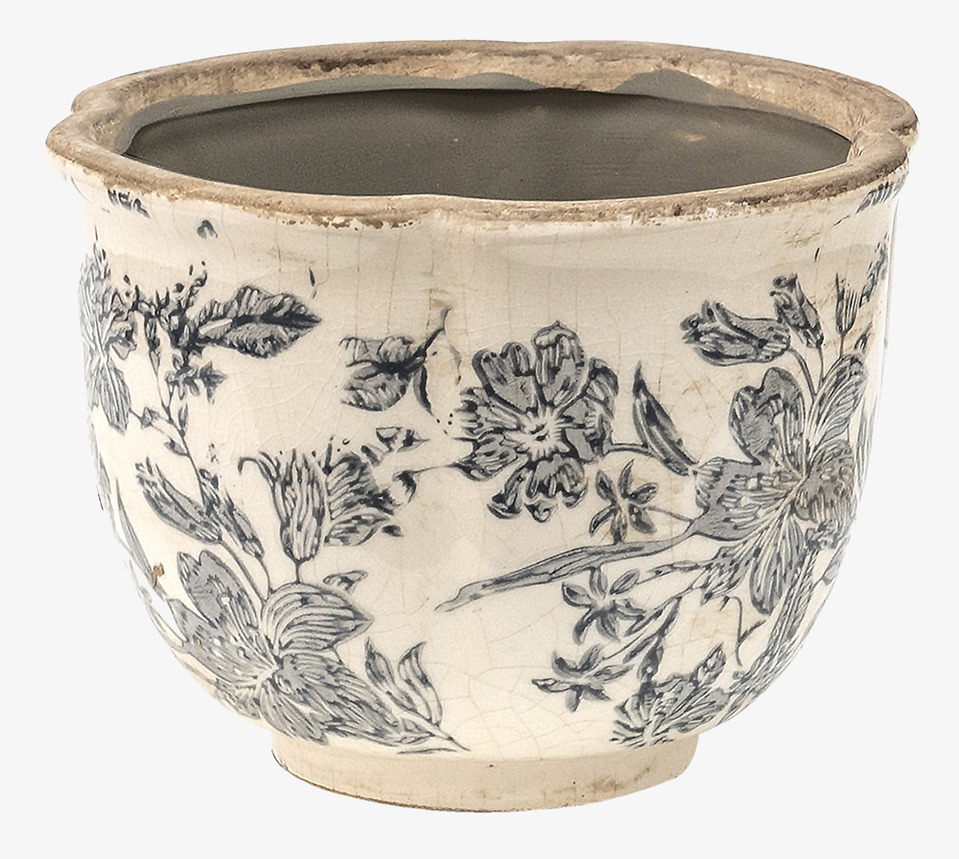 Kruka Blommor Creme/Grå Clayre & Eef Krukor Örtkrukor Glaskrukor