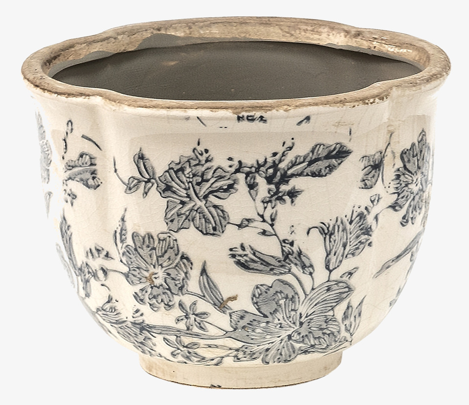 Kruka Blommor Creme/Grå Clayre & Eef Krukor Örtkrukor Glaskrukor