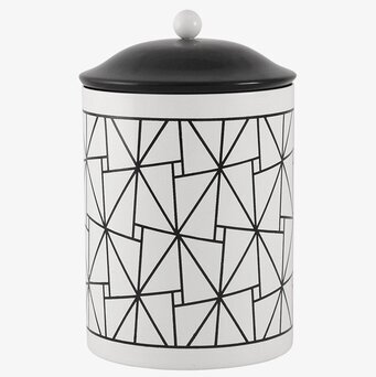 Bild av stilren plåtburk med geometriskt mönster