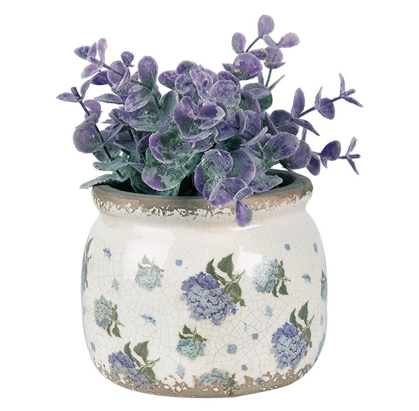 Kruka Blommor Creme/Blå Clayre & Eef Krukor Örtkrukor Glaskrukor