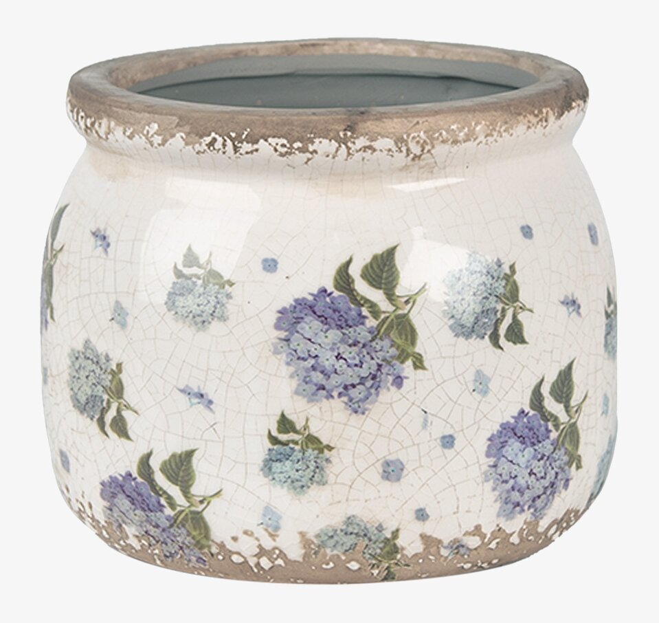 Kruka Blommor Creme/Blå Clayre & Eef Krukor Örtkrukor Glaskrukor