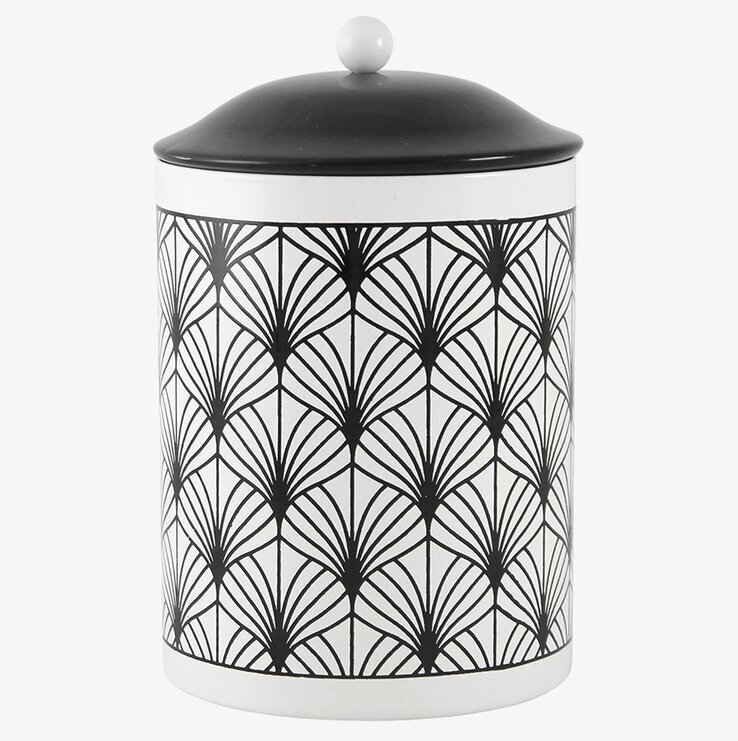 Plåtburk Harry från Strömshaga med geometriskt mönster