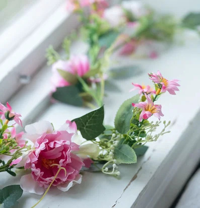 Konstväxt Girlang Blommor Rosa A Lot Decoration Konstväxter Konstblommor Plastväxter Plastblommor