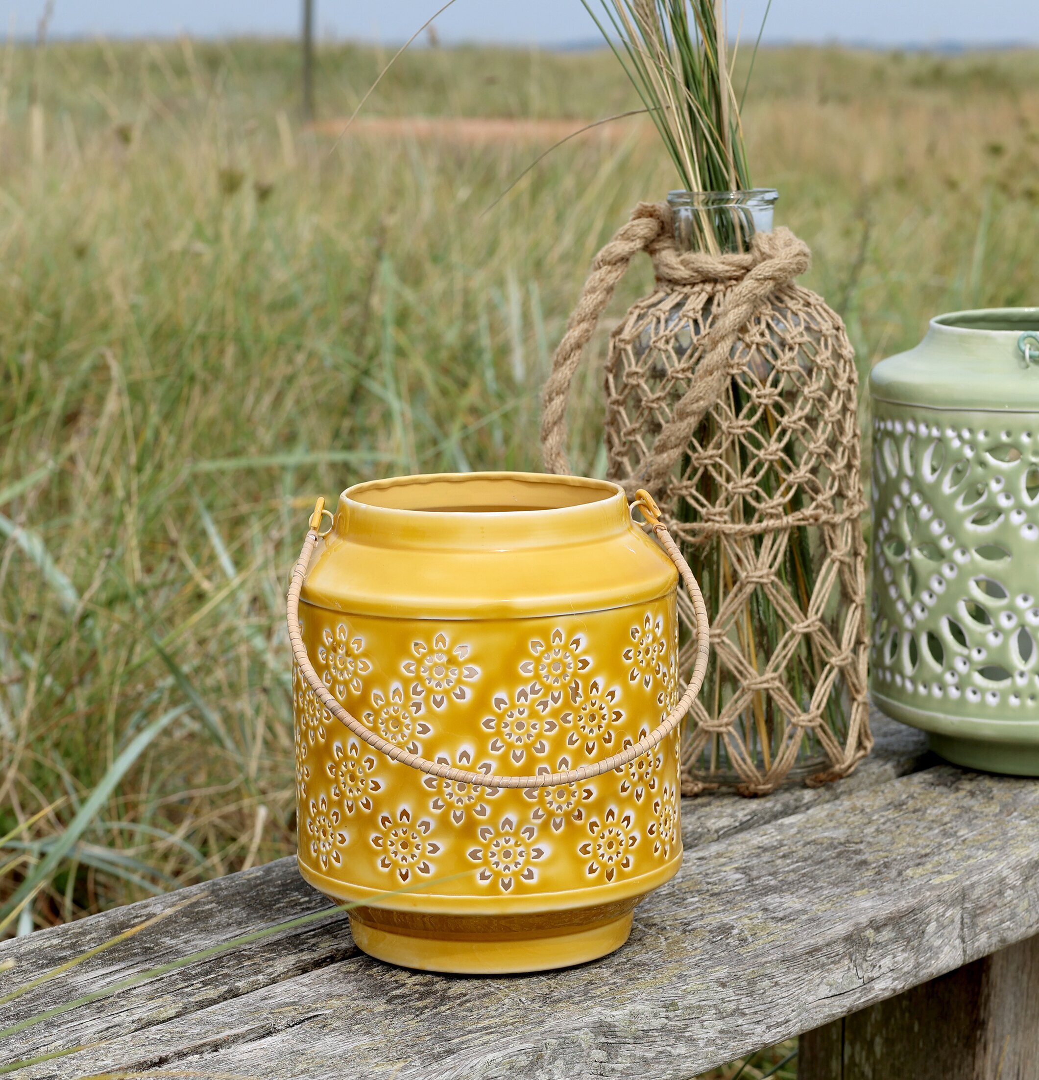 Ljuslykta Emalj Gul Chic Antique Lyktor Endless Light Ljuslyktor Övrig prydnad/dekoration för inredning utemiljö