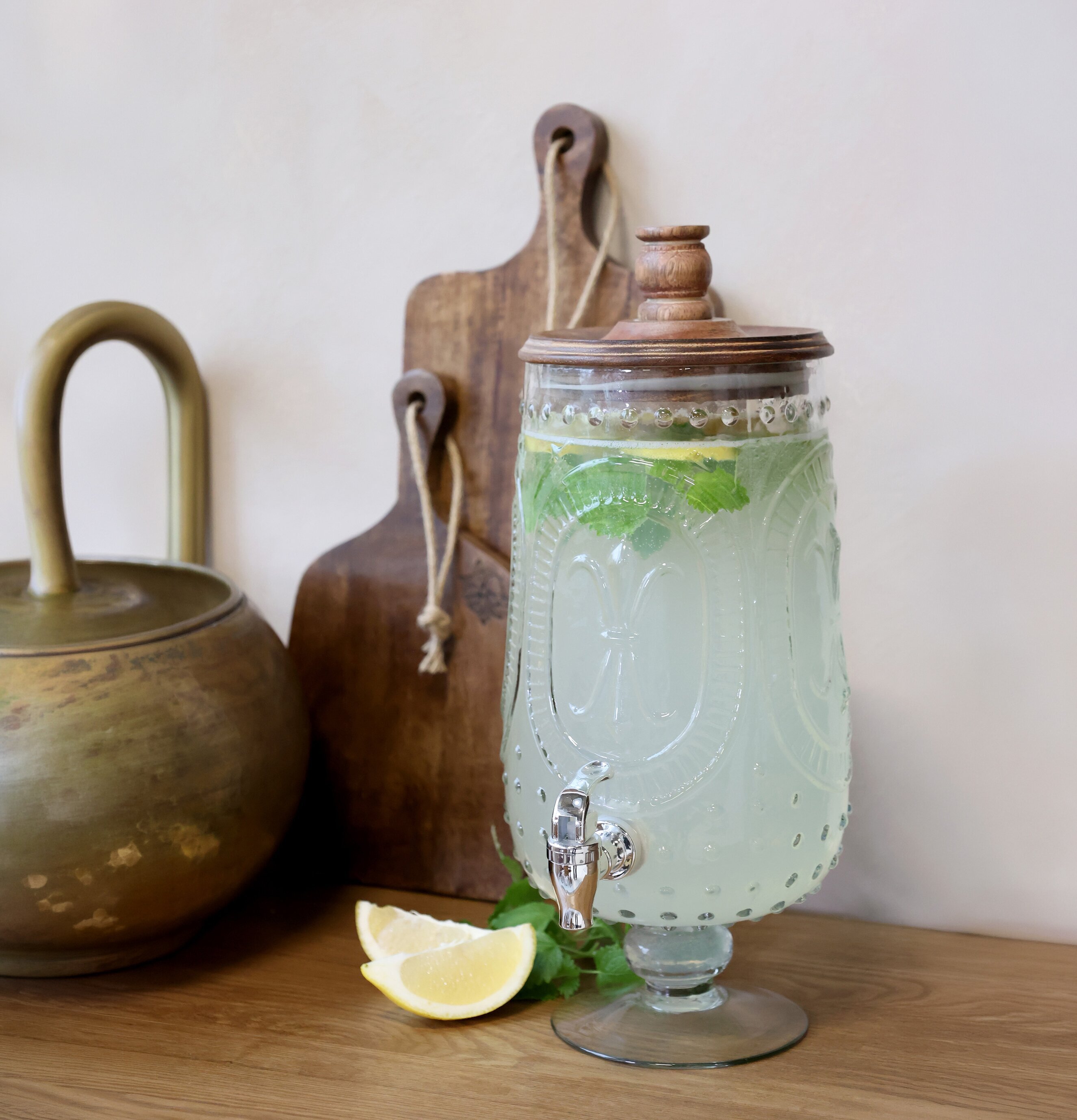 Dryckesbehållare Med Kran Chic Antique Kannor Tekannor (ej termos) Cooler tank med kran Glasburkar Vinboxar Glasflaskor