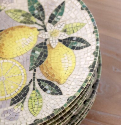 Assiett Mosaik Citron Ø21cm Chic Antique Tallrikar Djupa tallrikar (ej skål) Desserttallrikar Assietter Barntallrikar Picknicktallrikar